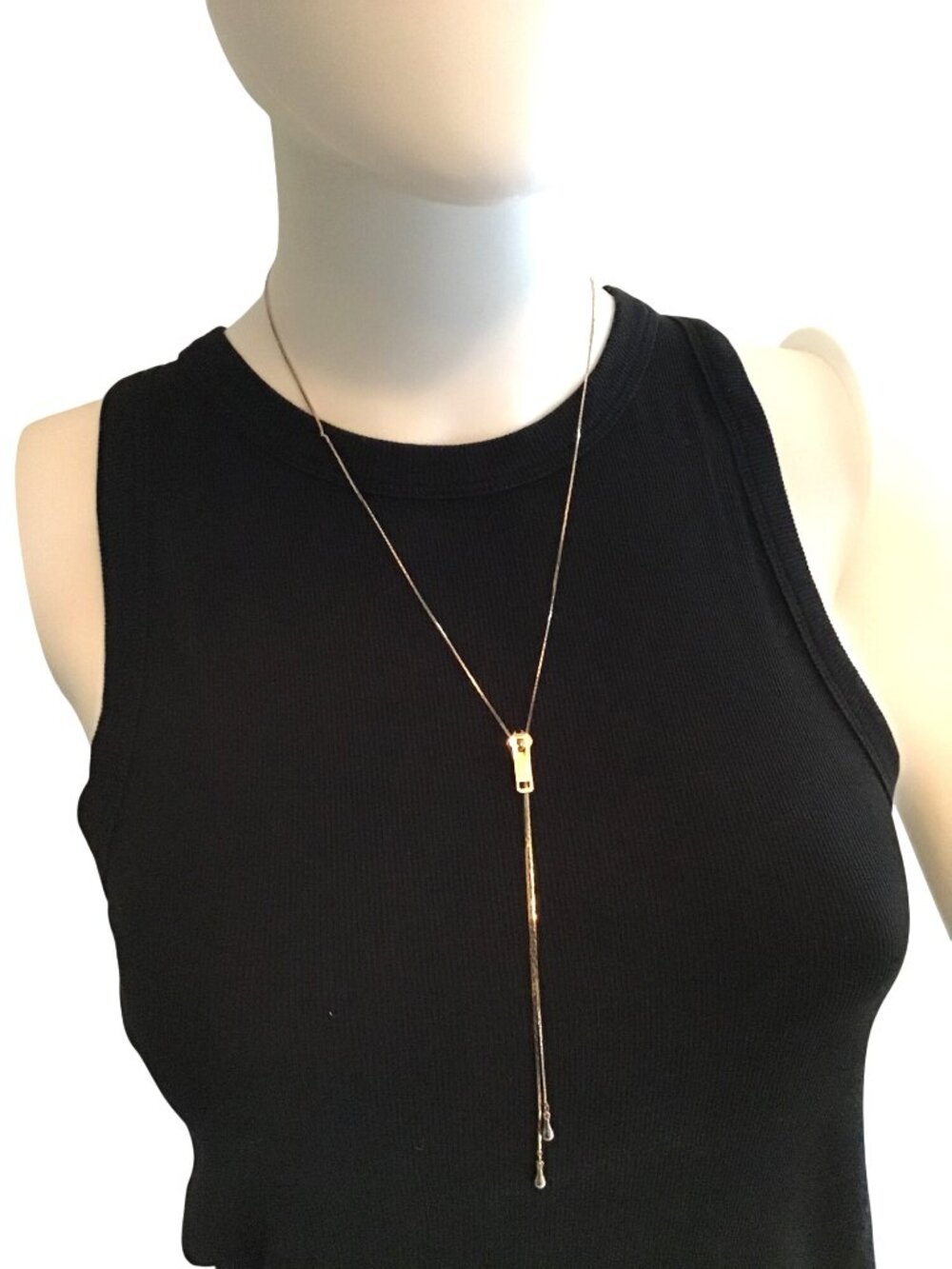 BEAUTIFUL WOMENS GOLD TONE ZIPPER NECKLACE